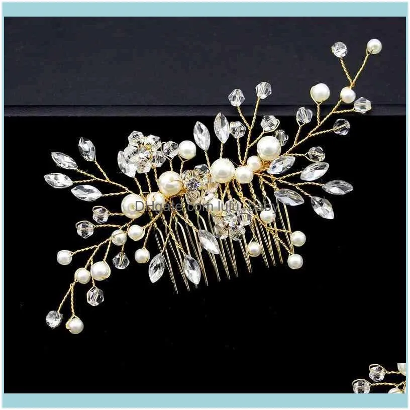 Romantic and Elegant White Pearl Crystal Bridal Comb Jewelry Headdress Wedding Engagement Hair Accessories