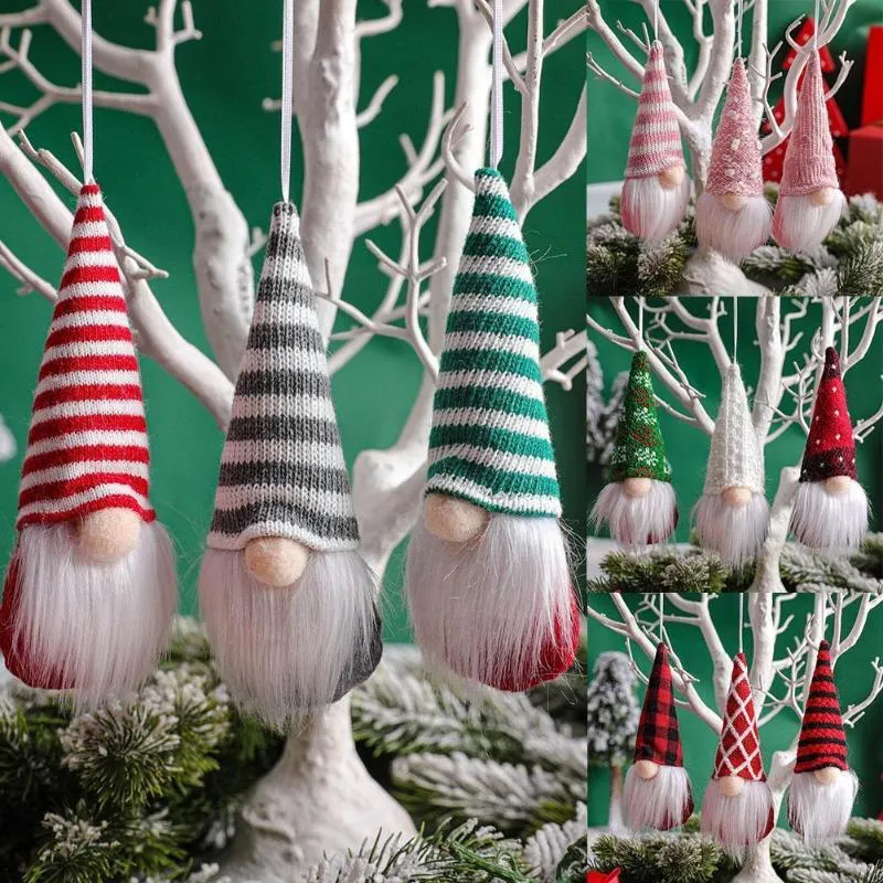 Kerstdecoraties 3 stks/set boom ornamenten roze pluche pop hanger doek huis meer 16x6 cm decoratie kleurcadeau g0q1