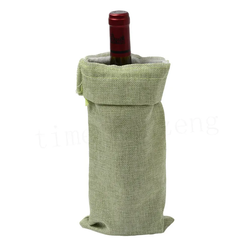 Linen Drawstring Wine Bags Dustproof Wine Bottle Packaging Bag Champagne Pouches Party Gift Wrap