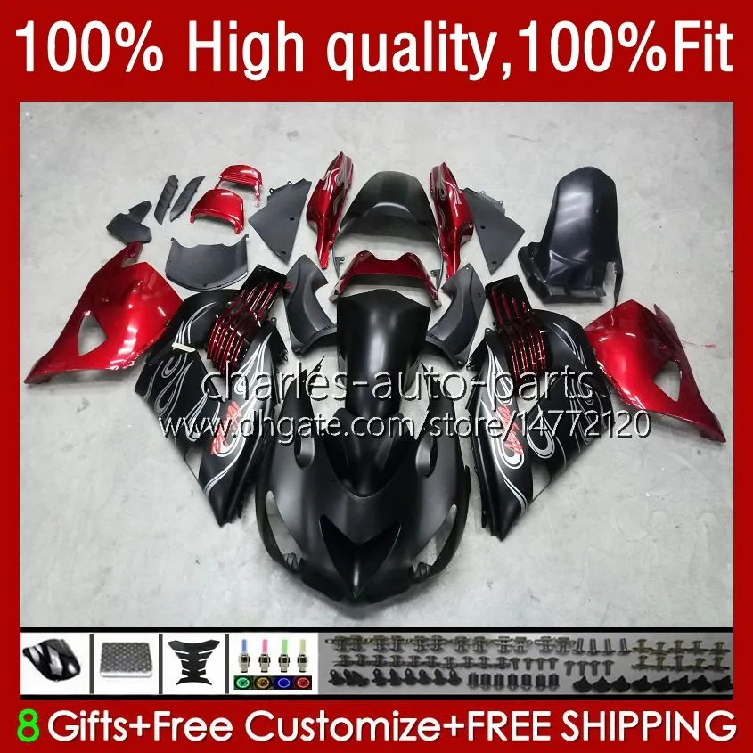 Kawasaki Red Black ZZR1400 ZX 14R 2006 2009 2009 2009 2009 ZX-14R ZZR-1400 ZX14R 06 07 08 09 10 11 페어링