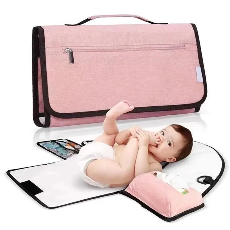 Baby Diaper Changing Mat Multifunctional born Change Pad 3 In 1 Waterproof Sheet Diaper Clutch Storage Wipes Container Bag 211220