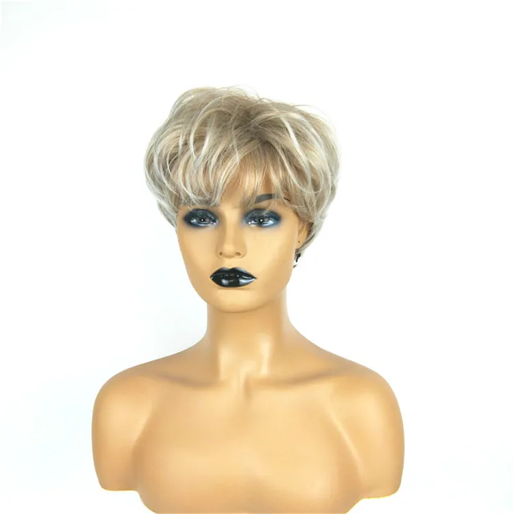 Short Synthetic Wig Simulation Human Hair Wigs Hairpieces That Look Real Perreques For White Black Women K43