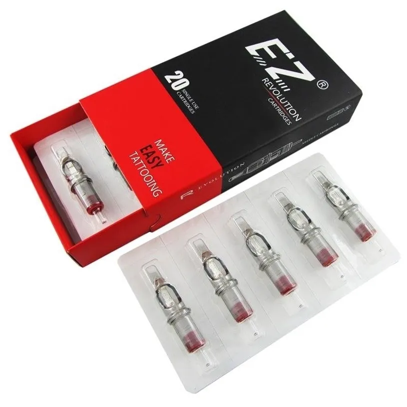 EZ Tattoo Needles Revolution Cartridge Gebogen (Ronde) Magnum # 10 0.30mm voor systeemmachines en greep 20 stks / doos 211229