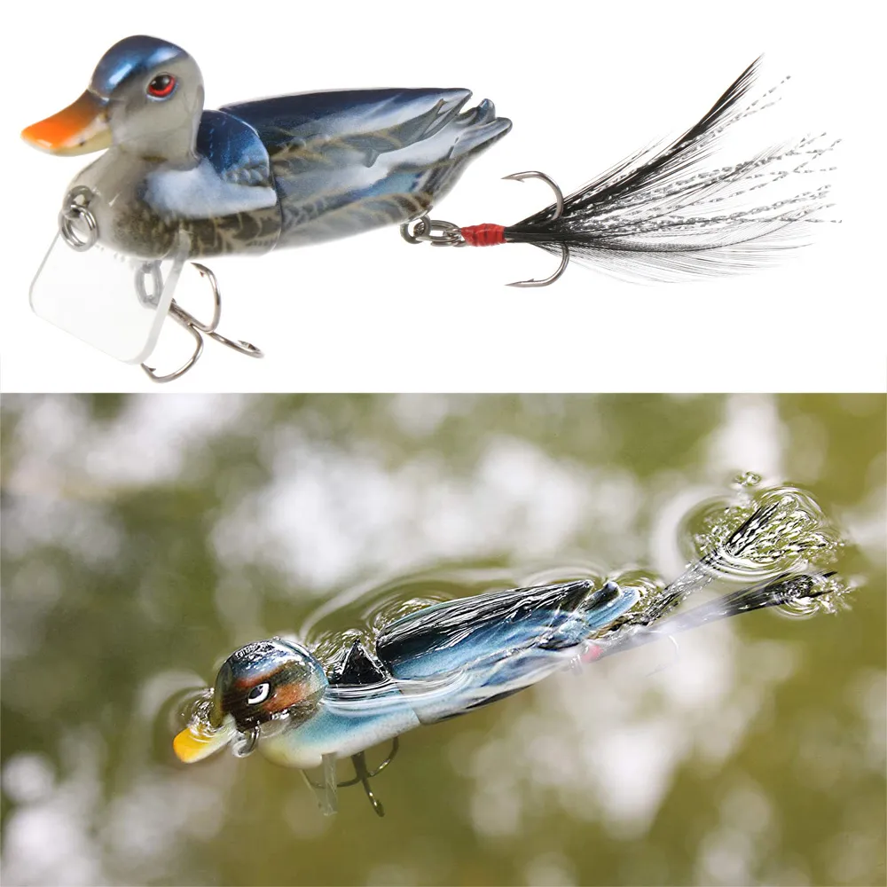 Topwater Hook Up Baits For Bass, 3D Duck, And Sunfish Multi