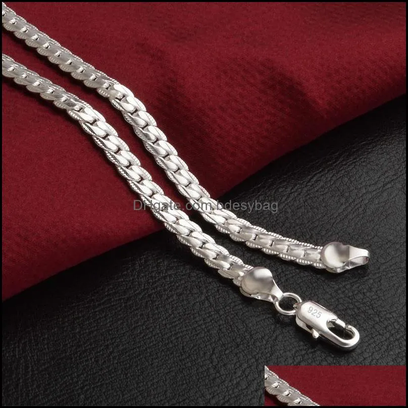 Silver Snake Bone Chain Necklace Hip Hop 5mm20inch Link Necklaces for Men Women Statement Jewelry DIY accessories Christmas Gift