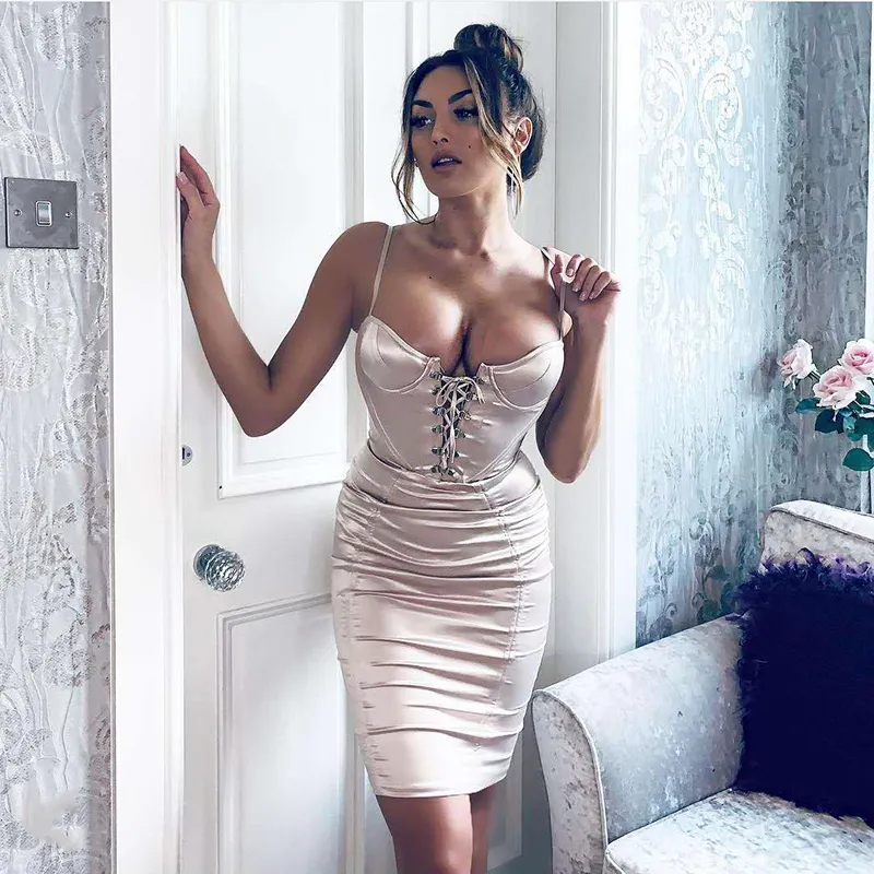 Elegant Champagne Lace Up Club Bustier Dress With Padded Bra NewAsia Summer  Party Night Bustier Dress For Women 210316 From Lu006, $25.92