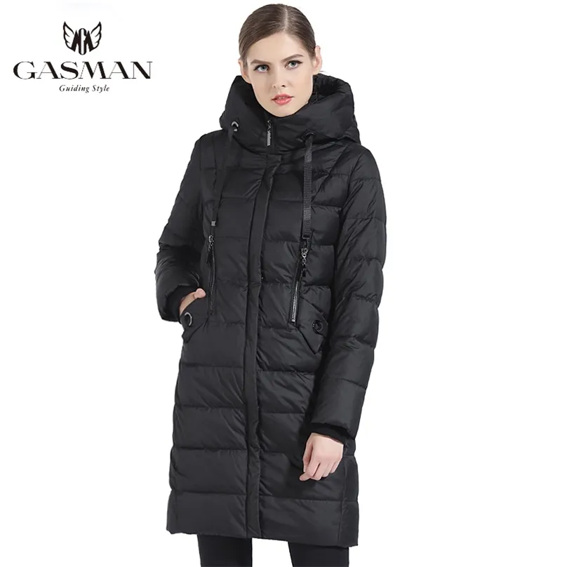 GASMAN Thick Women Bio Down Jacket Brand Long Winter Coat Hooded Warm Parka Fashion Female Collection 1827 211018