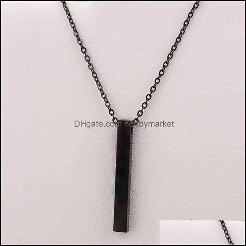 Rectangular Pendant, male and female necklace, stainls steel chain, simple, fashionable, jewelry