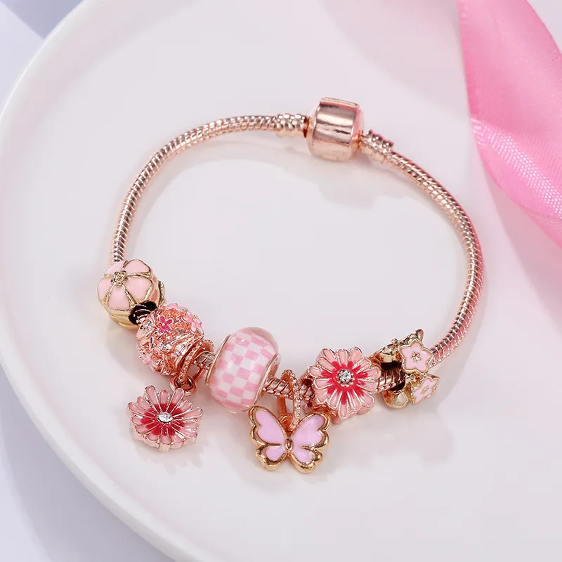 Bracelets de charme de papillon en cristal élégant bracelets Gold Beads Bracelets pour femme Bijoux Pulseira Feminina 2022 Cadeau du Nouvel An