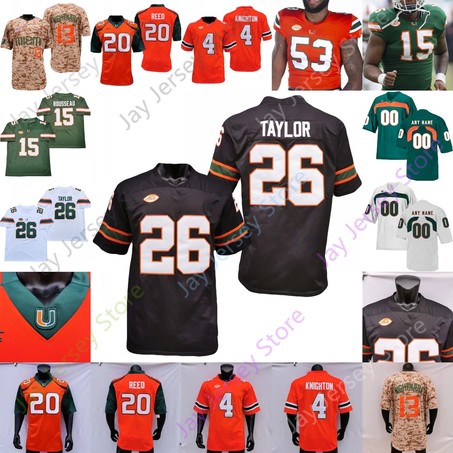 Miami Hurricanes Football Jersey NCAA College Tyler Van Dyke Henry Parrish Jr. Mark Fletcher Sean Taylor Mauigoa Young Restrepo Allen Chaney Jr. Jacolby George George