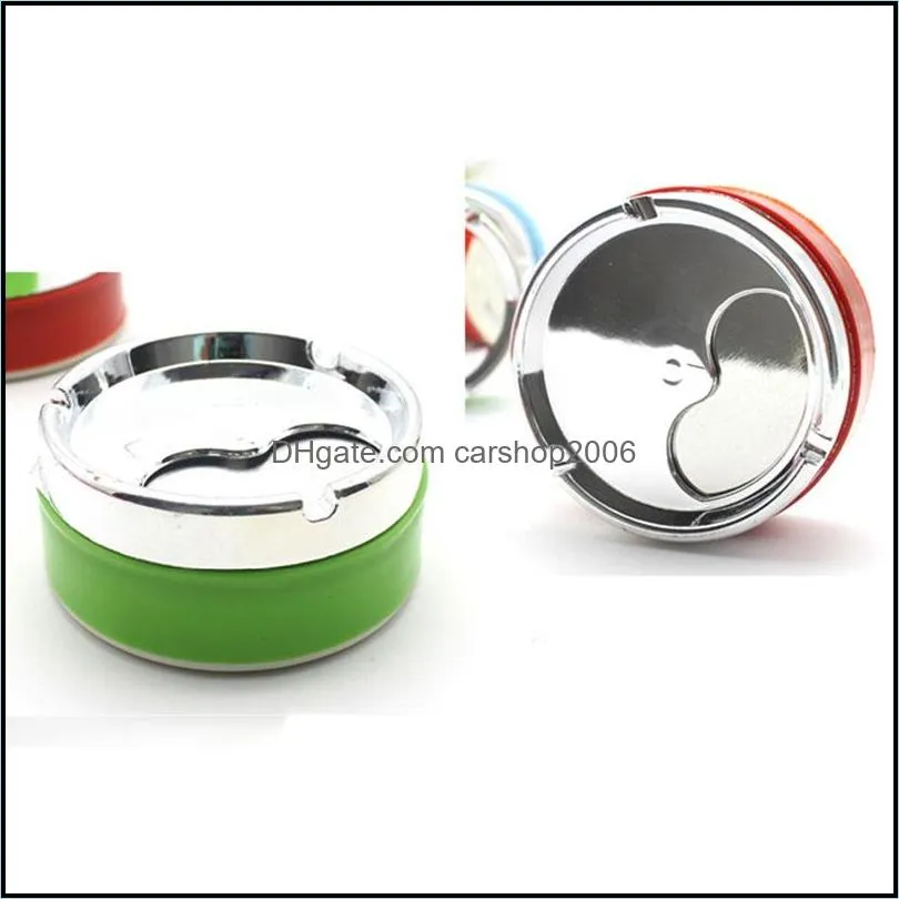 Large Capacity Colorful Ashtrays Promotion Gift Plastic Round Ashtray With Cover Home Office Coffee Shop Bar Cigarette Ashtray HWE9030