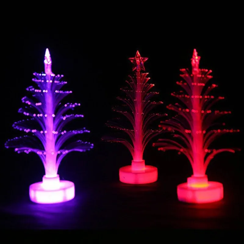 Светодиодный светлый мигающий день рождения рождения рождественская елка красочные изменения волоконно-оптического дерева сменные батареи рождественские подарок оптом