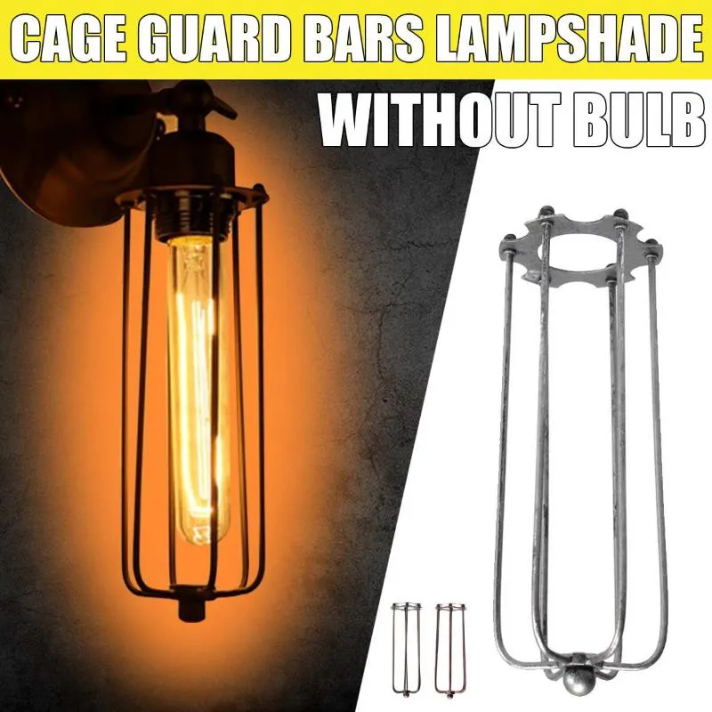 Lampskydd Skuggar Hexagonal Vintage Shade Lron Wire Bulb Cage Industriell Light Guard Cafe Bars Heminredning