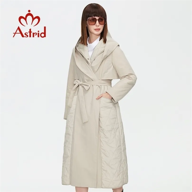 Astrid Женская осень зимняя куртка женский парки теплые длинные пальто ленточные пальто с капюшоном женщина верхняя одежда 211013