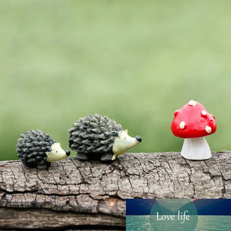 3pcs / set miniatyr dollhouse bonsai hantverk trädgård prydnad för växt potten igelkott