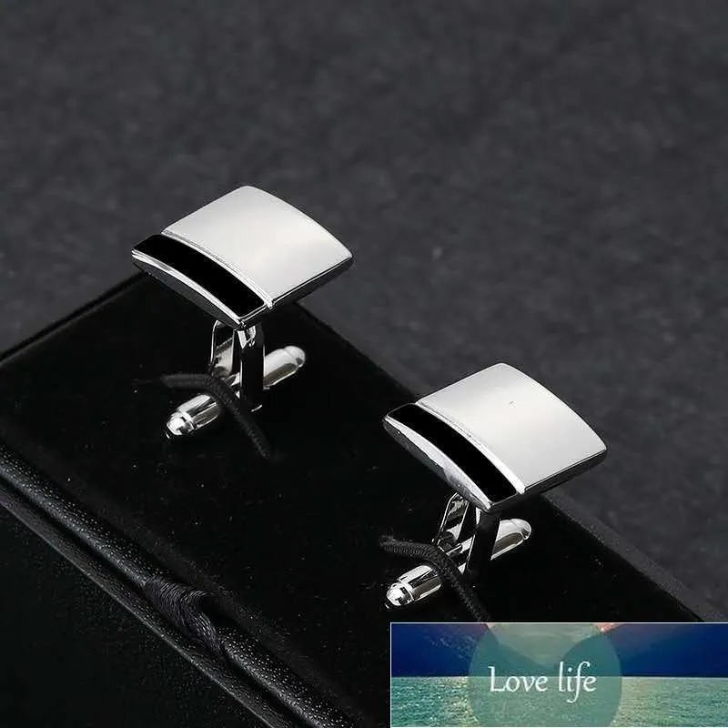 Simples Proposta Quadrado Preto e Branco Costura Francesa Homens Business Camisa Cufflinks, Casamento, Acessórios para Presentes de Alta Qualidade