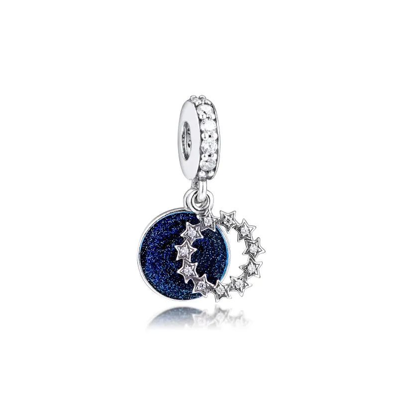 Blue Inspirational Stars Dangle Nouvelle collection d'hiver 2019 Breloques en argent sterling 925 pour bracelets Bracelets DIY Fabrication de bijoux Q0531