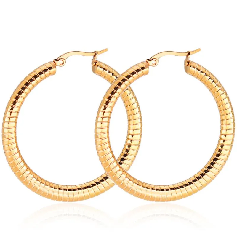 Hoop & Huggie FIREBROS 2021 Trends 50mm Big Circle Earring Boho Women Titanium Stainless Steel Earrings Gold Silver Color