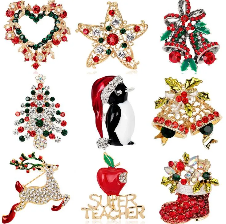 DHL оптом красочный кристалл горный хрусталь рождественская елка булавка брошь рождественские подарки ювелирные изделия мода одежда броши