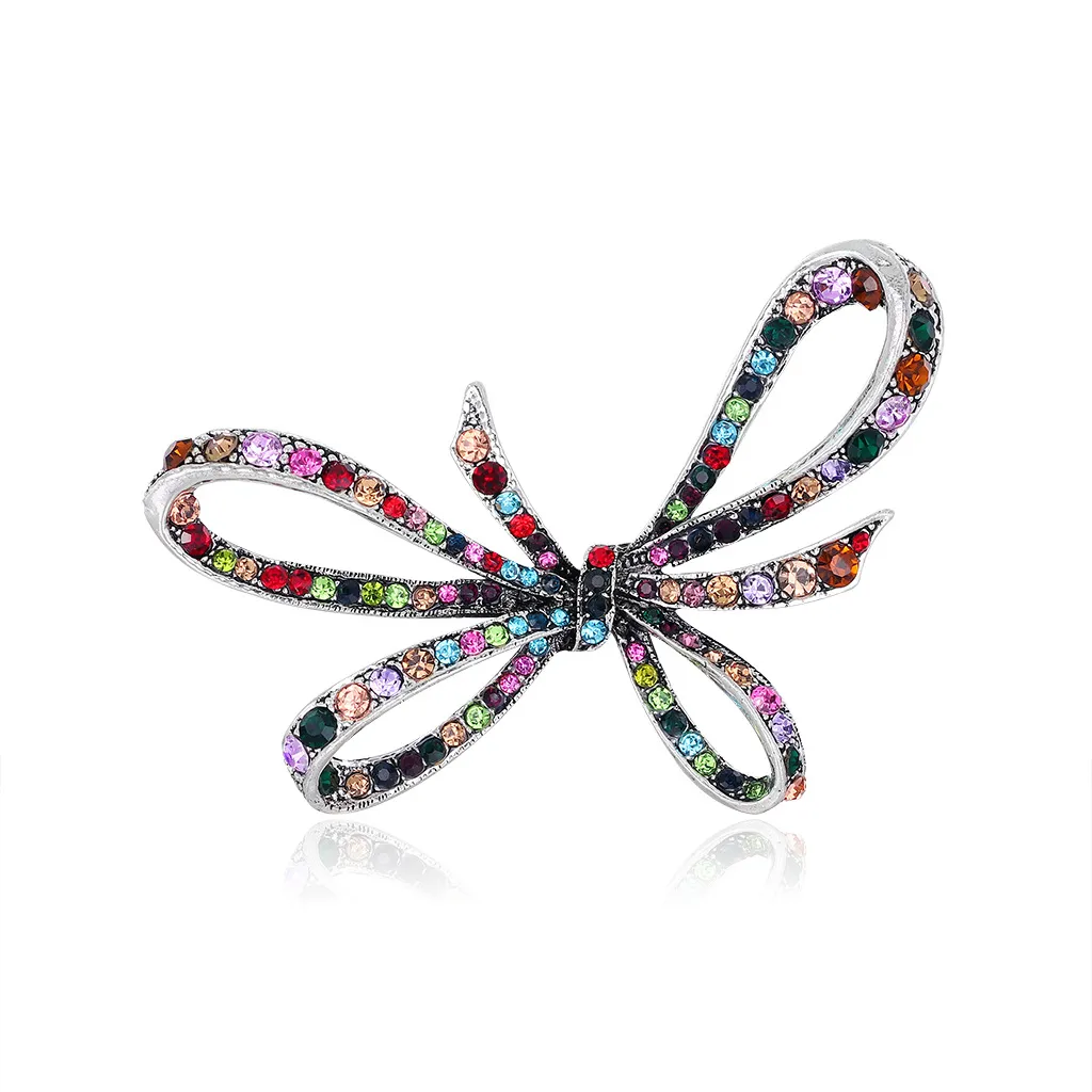 Rhinestone Bow Broscher för kvinnor Brosch Pins Smycken Tillbehör