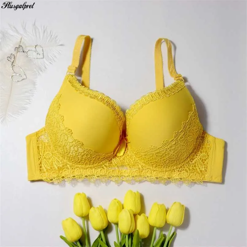 Plusgalpret Artı Boyutu Kadınlar Büyük Fincan Sutyen 38D 40D 42D 44D 46D 48D LACT Trim İşlemeli Bras Üç Kanca Ve Gözler Femme Lingerie 211110