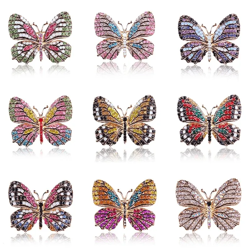 Grote Vlinder Broche Luxe Crystal Pin Broches Voor Vrouwen Party Banket Strass Pins Kledingaccessoires