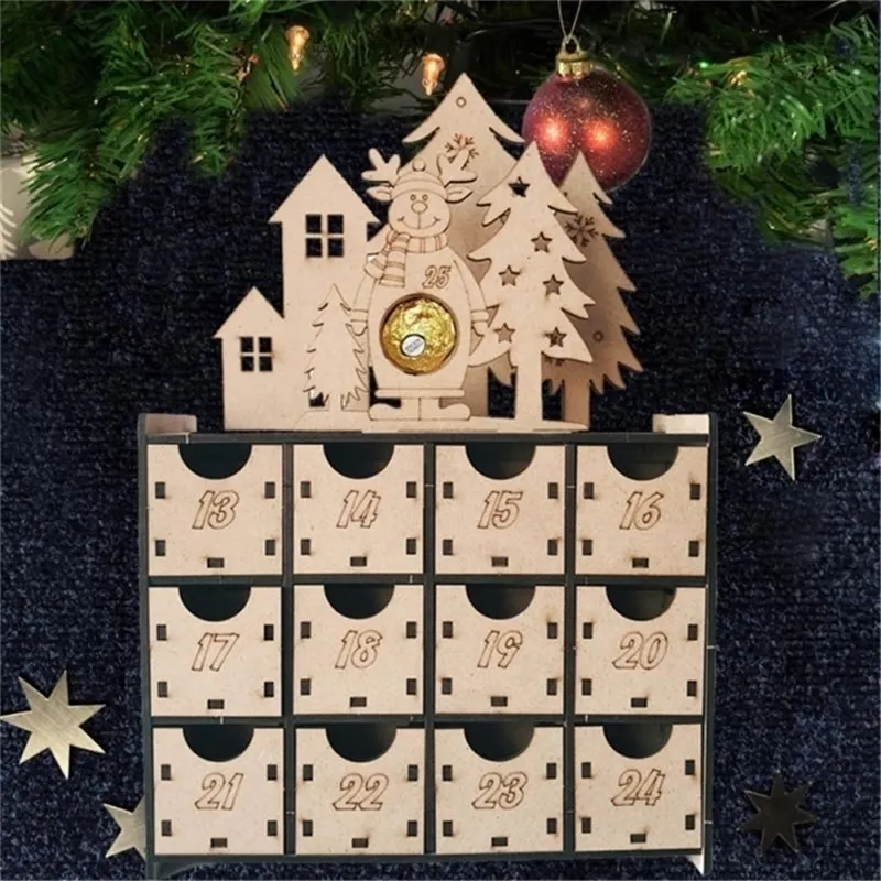 9 стиль двухстороннего рождества обратного отсчета календарь календарь шоколадная коробка кабинета креативные украшения рождественские подарок без огней 201017