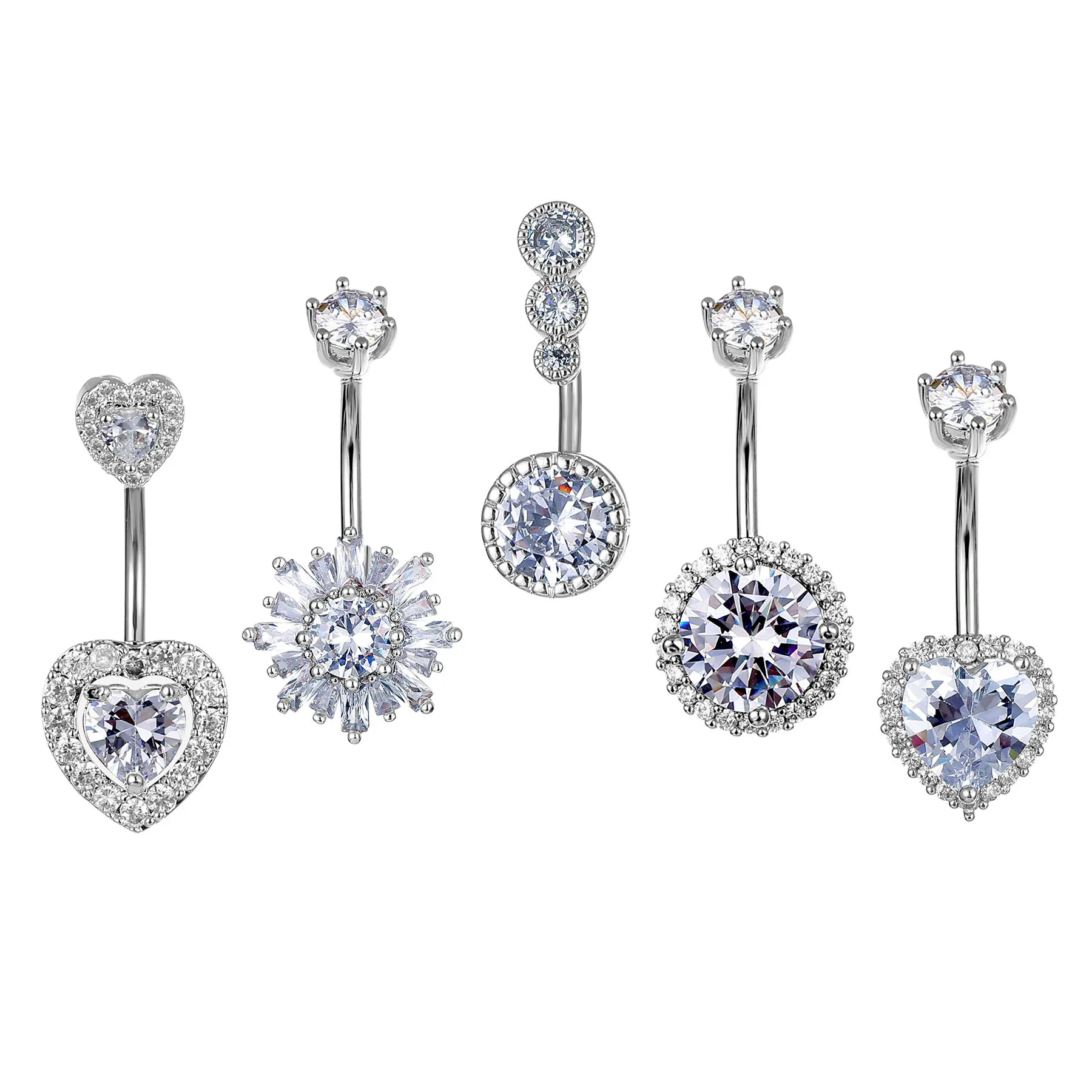 YYJFF D0990 Zircon Stone Belly Navel Stud Mix Styles