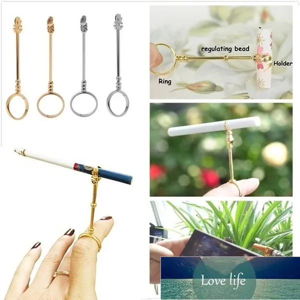 Vintage Cigarette Holder Ring Rack Rose Metal Finger Clip Women Men Cigarettes Smoking