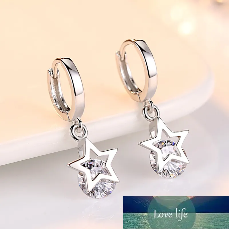 100% 925 plata esterlina Pendiente antialérgico estrella de cristal brillante aretes de damas joyería al por mayor envío directo barato Precio de fábrica diseño experto Calidad