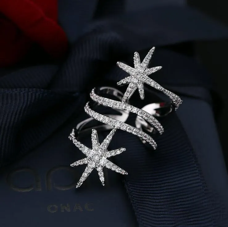 Choucong einzigartiger Star Diamond CZ Zirkon Gemstones Ring Weißgold gefülltes Verlobungs -Ehering -Ringe für Frauen Braut Vintage Party JE 773