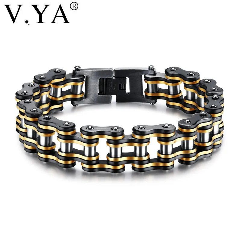 V.YA Punk Acciaio Inossidabile da Uomo Biker Bicicletta Moto Catena Uomo Bracciali Braccialetti Gioielli di Moda Regali di Fascino