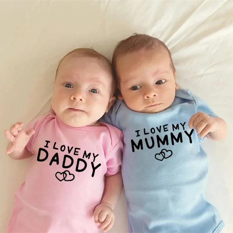 Rompers I Love My Daddy MUmmy Born Baby Bodysuit Cute Cotton Summer Twins Boys Girls Body Suit Gift Clothes