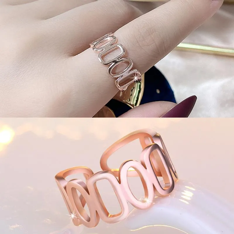 Modeschmuck ausgehöhlte Kette Band Ringe Frauen öffnen verstellbar Rose Gold Knuckle Fingerring