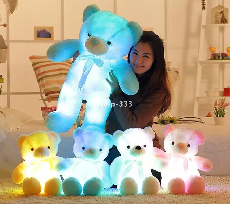 30cm 50cm Teddy Bear Doll med inbyggd LED Färgglada Ljusfunktion Alla hjärtans dag Present Plysch Toy Fyllda plyschdjur av