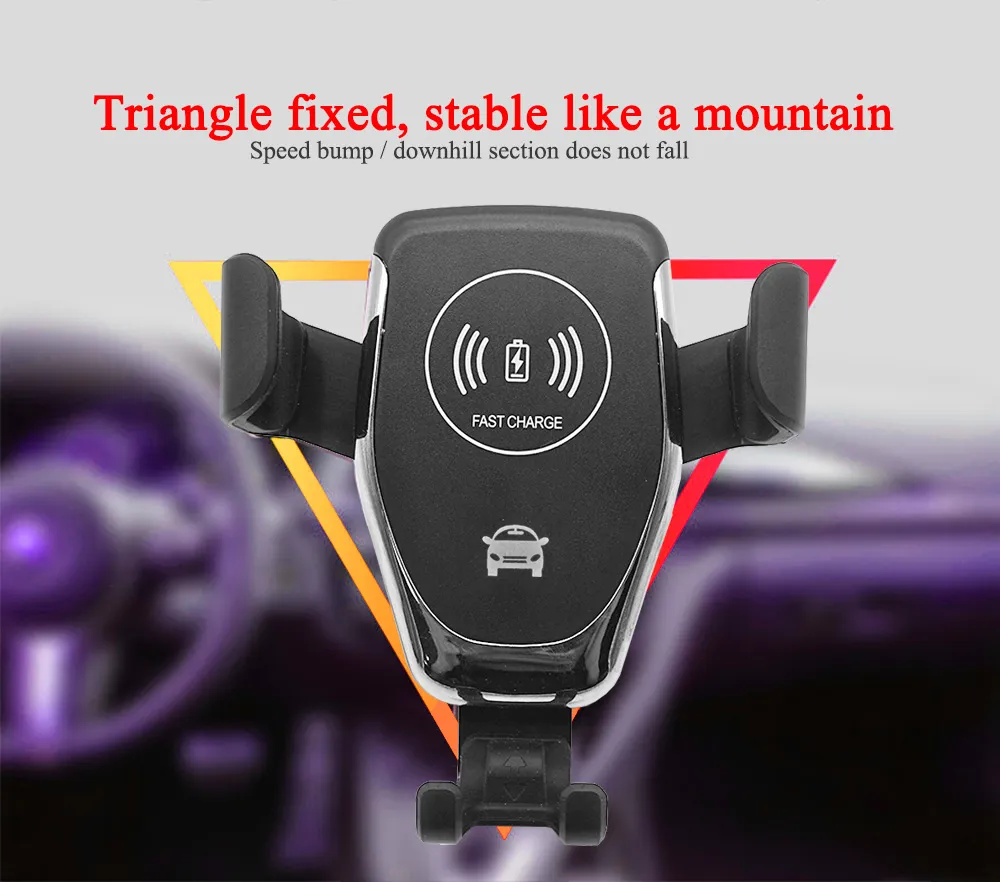 Q12 Billuftventil Mount Mobiltelefonhållare Qi Trådlös bil Snabb laddare Automatisk låsning av GravityHot Sale Products