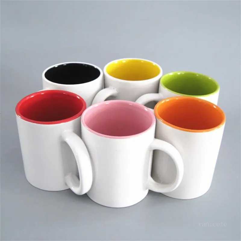 Nieuwe stijl lege sublimatie keramische mok warmteoverdracht print binnenkleur cup transfer warmtepers print water cup zee winkelen t9i001160