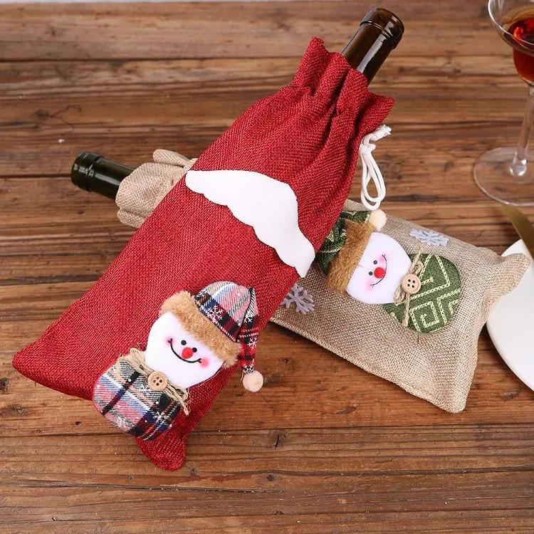 Christmas Bottle Sleeves Wine Champagne Bottles Bag Dining Room Decor Wine Bottle Wrapping Santa Sacks Decoration T2I51636