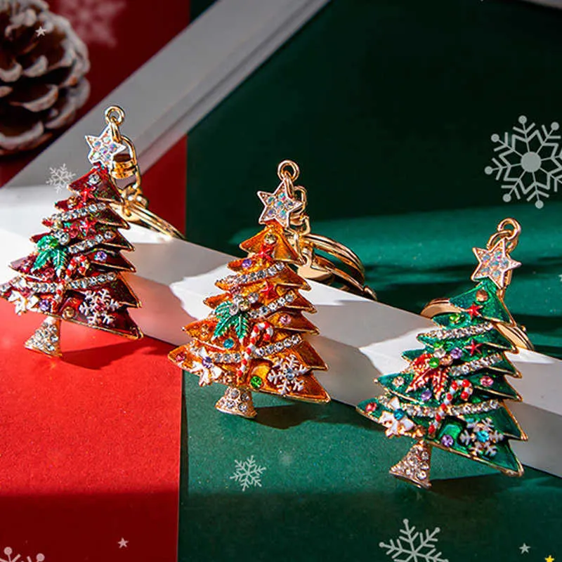 Merry Christmas Key Ring Christmas Pendant Santa Claus Elk Snowman Keychain New Year Decoration Children Xmas Jewelry Gift G1019