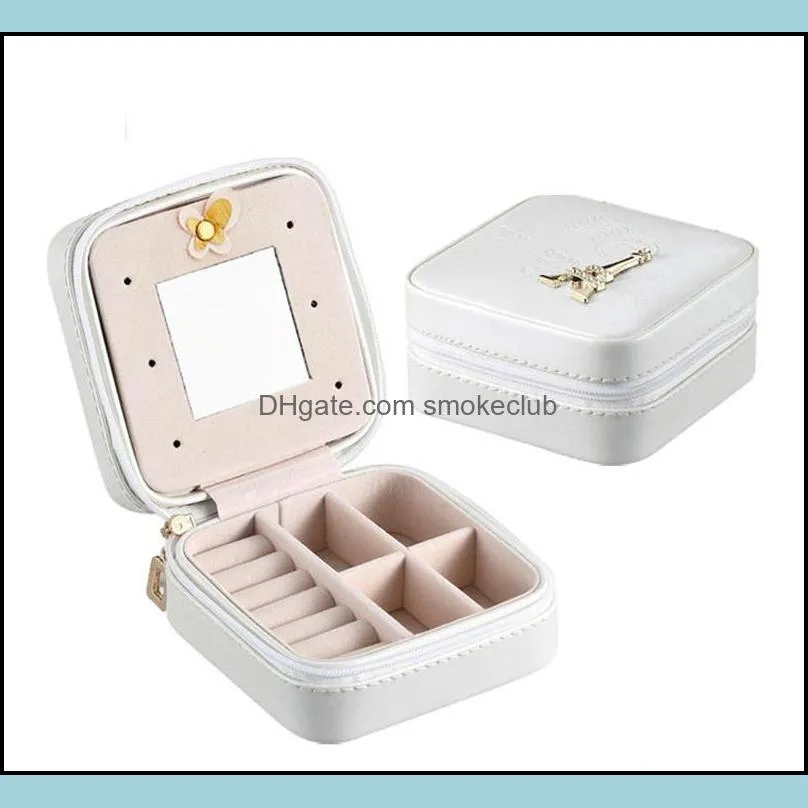 Portable small Travel Jewelry Organizer Travel Jewelry Box PU Leather Earring Ring Necklace Accessories Holder Storage Boxes with