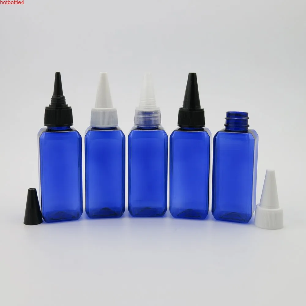 100 X Blue Empty Plastic Bottles Container 50ml For E Liquid , Soap Oil Usehigh Qualtity From