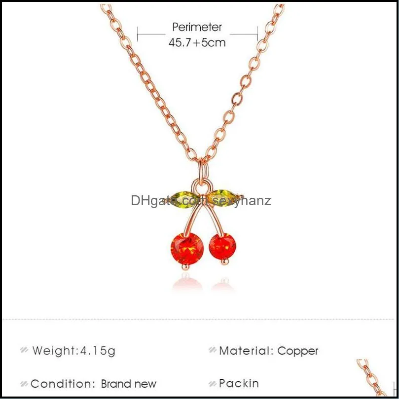 Pendant Necklaces LETAPI Charm Crystal Cherry Necklace For Women Statement Tennis Chain Choker Collar Girls Hip Hop Jewelry