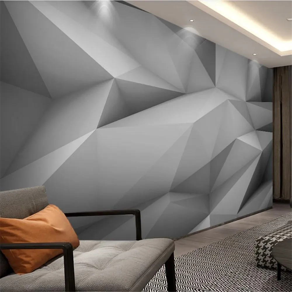Sfondi europei Sfondi tridimensionali Polyidimensionali Tridimensionali Grey Murales sfondi gratuiti per il soggiorno