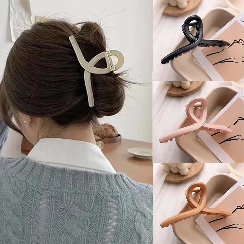 Clipes de garras de cabelo acrílico coreano para mulheres moda simples cor sólida cruz grande barrettes elegantes meninas cabeleireiros acessórios de cabelo