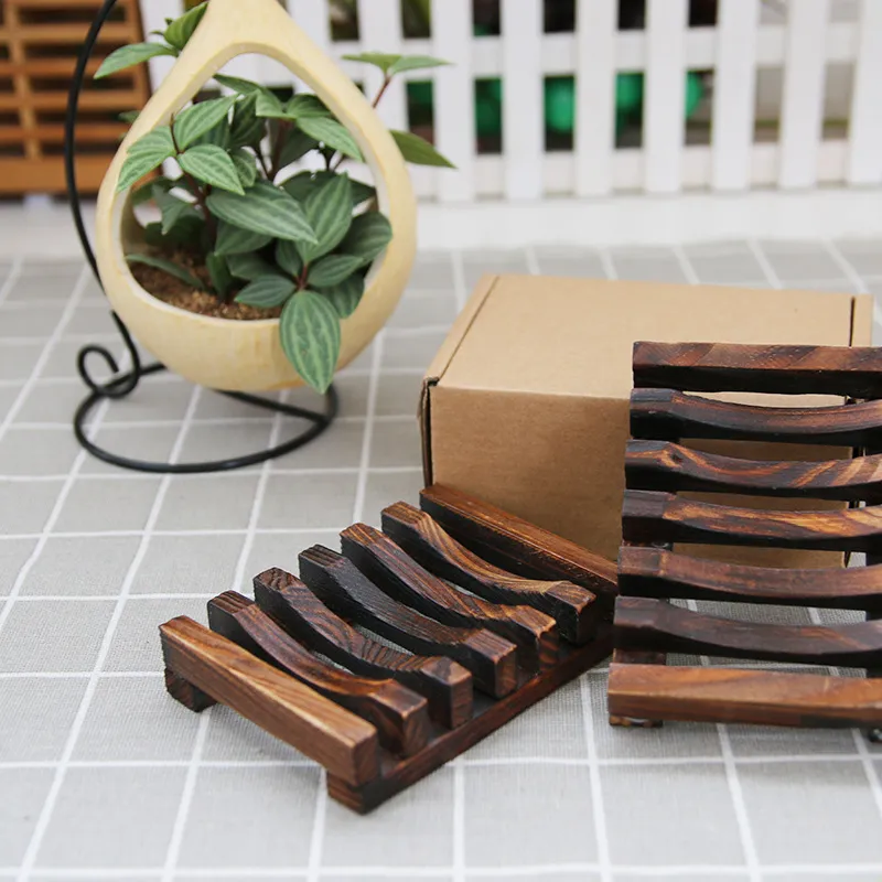 Natural Wooden Bamboo Soap Dish Tray Holder Storage Rack Box Container for Bath Shower Plate Bathroom DH5868