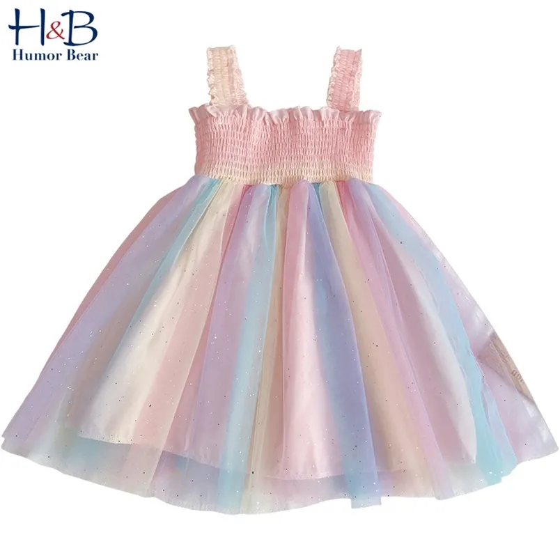 Robes d'été pour filles Mesh Party Sling Fluffy Fairy Sweet Princess Dress Toddler for 2-6Y 210611