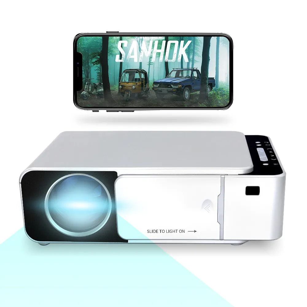 Smart T6 Projector LCD1280*720 proyector With mobile phone connected on the same screen