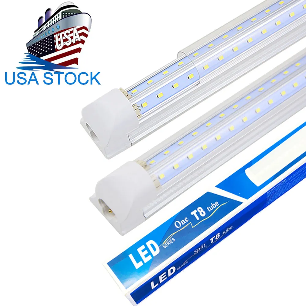 V Formintegrerade rörlampor 8ft LED T8-rör Belysning 8 fot LED-lysrör AC 85-265V lager i USA