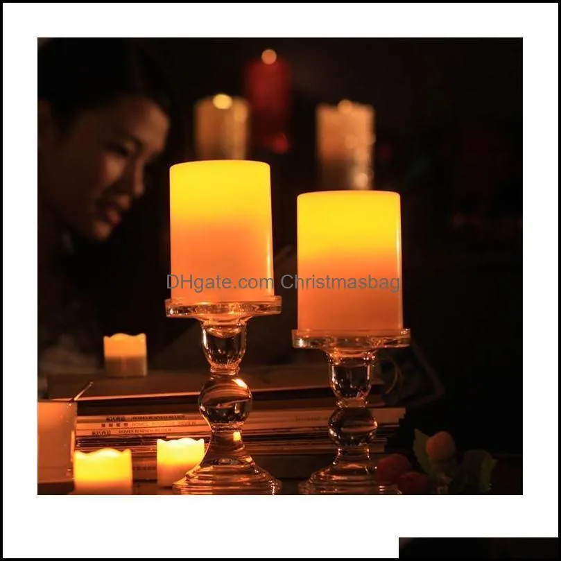 6pcs/lot 3x4 Inches Flameless Plastic Pillar Led Candle Light With Timer Candle Lights Battery Operated Candle Acc qylRuZ