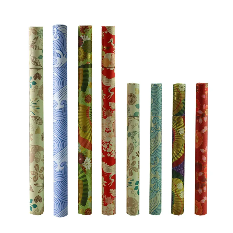 100pcs Japan Style 10 Gram Small Perfume Paper Tube Packaging Joss Stick Convenient Carrying Kraft Paper Incense Tube Give Box